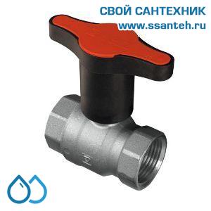 14615 HERZ 1220141 Кран шаровой красная ручка, DN15, PN25, -30...+150°C, Kvs 17 м3/час, никелированный