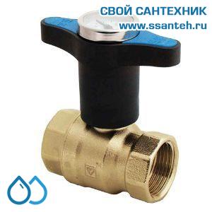 14683 HERZ 1220673 Кран шаровой синяя ручка с термометром, DN25, PN25, 0...+120°C, Kvs 55 м3/час, без покрытия