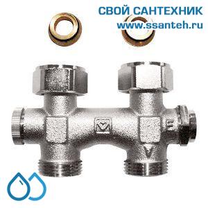 14843 HERZ 1316601 Узел Н-образный для нижнего подключения прямой, 3/4"(конус)-3/4"(ЕК), 90°C, 10 бар, с фиксированным байпасом