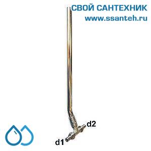 18129 Herz, P551492 Тройник для подключения радиатора под надвижную гильзу с никелированной трубкой, 15-14x2,0, L=800 мм