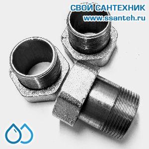 18741 Termicus Соединитель накидная гайка 1 1/2" ВР со штуцером под газовый ключ  1 1/4" НР, сталь, шт.