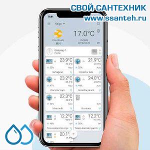 20468 POER PTC10PTR10_868 Термостат комнатный беспроводной в комплекте с реле, 868МГц, ПИД-регулирование, 7 дней, 230В, 5А, WiFi, android, IOS приложение