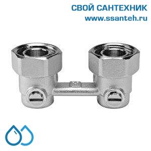 07794 Honeywell, V2495EX020A Н-блок запорный угловой для нижнего подключения радиатора, 3/4"х3/4", Kvs 2,4, Ру 10, 120С, конус